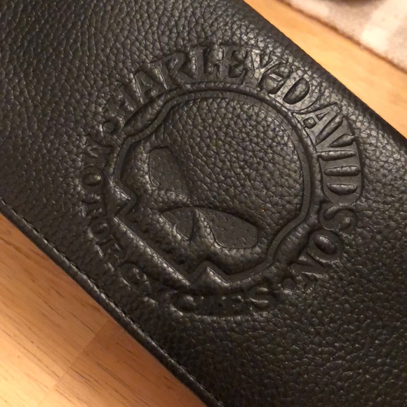 Harley Davidson Black Leather Rodeo Willie G Embossed Skull Long Wallet NWT - Picture 15 of 16
